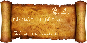 Máté Liliána névjegykártya